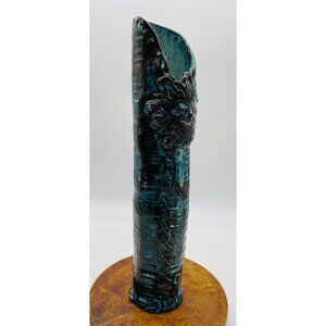 Vintage Artistic Studio Pottery Vase Hand Crafted Turquoise Unique Mid Century